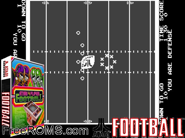 Atari Football (revision 1) MAME game showing 3D box cover and gameplay screenshot