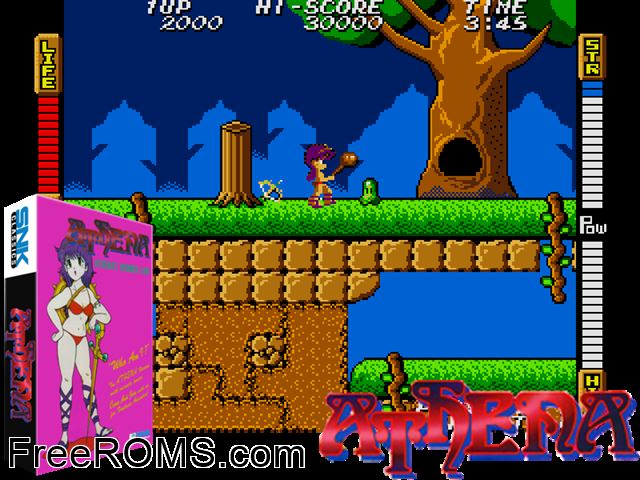 Athena MAME game showing 3D box cover and gameplay screenshot