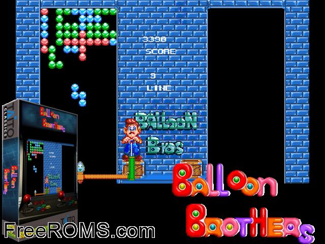 Balloon Brothers MAME game showing 3D box cover and gameplay screenshot