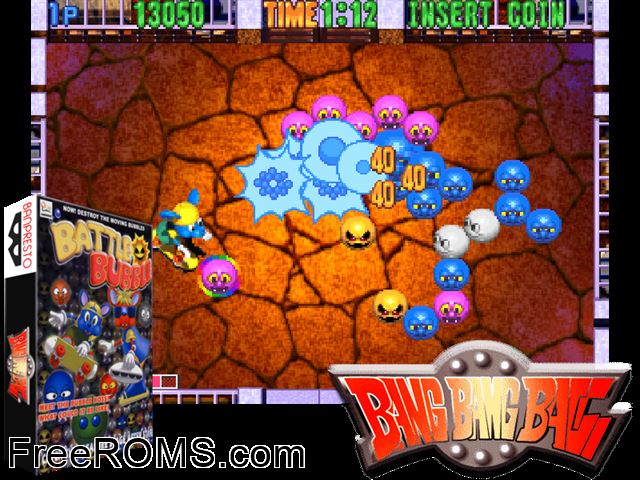 Bang Bang Ball (v1.05) MAME game showing 3D box cover and gameplay screenshot