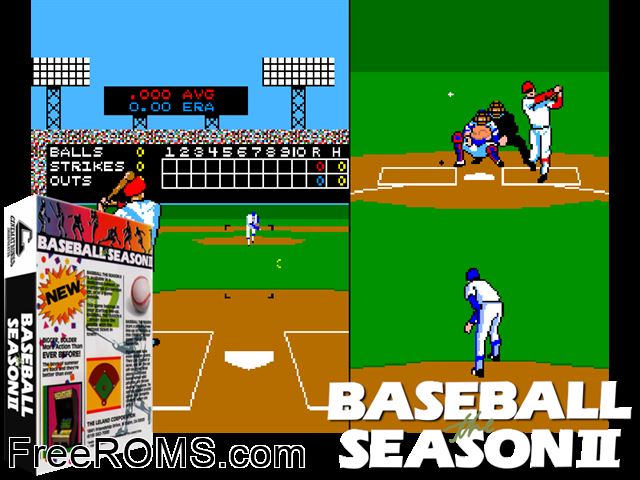 Baseball The Season II MAME game showing 3D box cover and gameplay screenshot