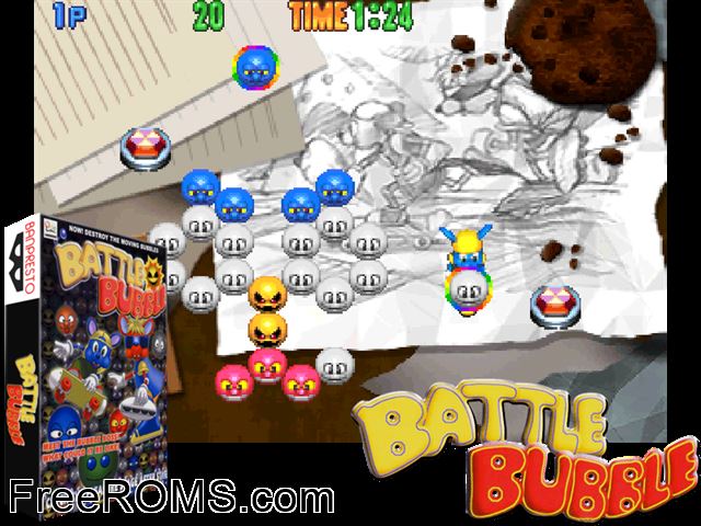 Battle Bubble (v2.00) MAME game showing 3D box cover and gameplay screenshot