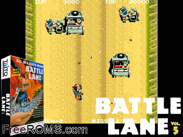 Battle Lane! Vol. 5 (set 3) MAME game showing 3D box cover and gameplay screenshot