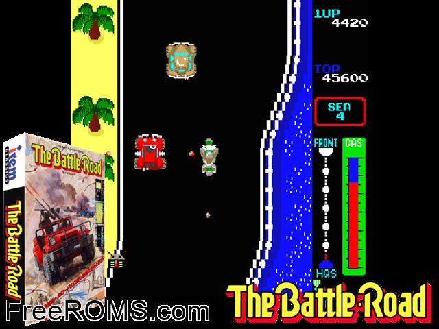 The Battle-Road MAME game showing 3D box cover and gameplay screenshot