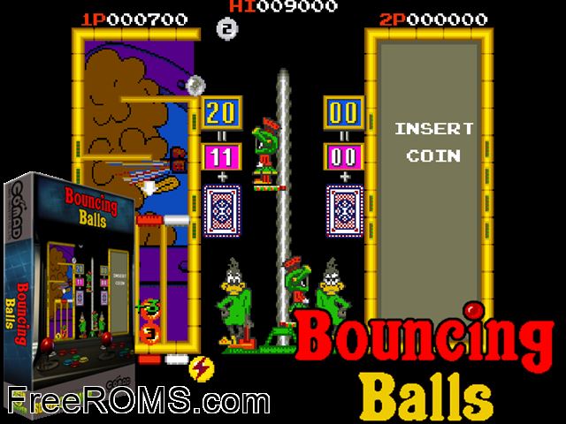 Bouncing Balls MAME game showing 3D box cover and gameplay screenshot
