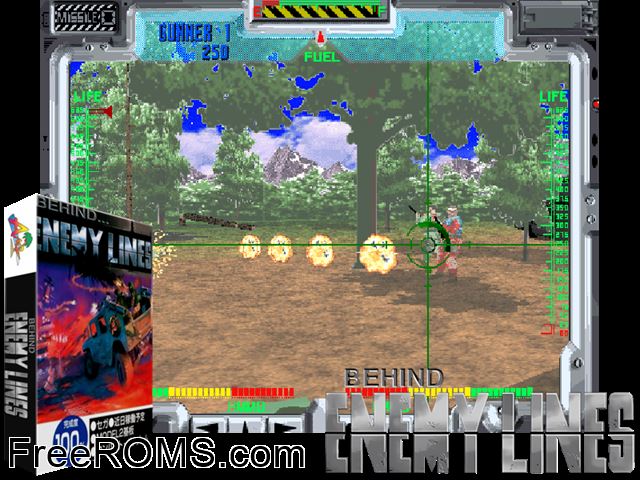 Behind Enemy Lines MAME game showing 3D box cover and gameplay screenshot