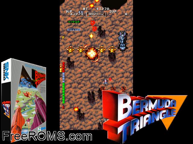 Bermuda Triangle (Japan old version) MAME game showing 3D box cover and gameplay screenshot