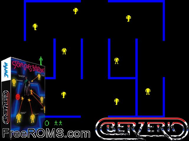 Berzerk (set 1) MAME game showing 3D box cover and gameplay screenshot