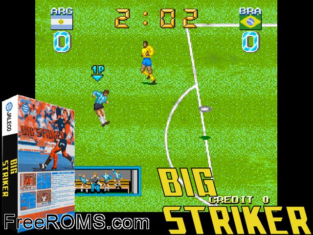 Big Striker MAME game showing 3D box cover and gameplay screenshot