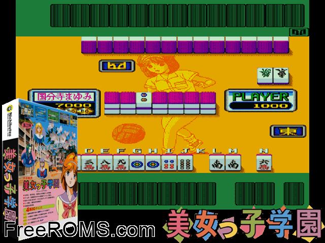Bijokko Gakuen (Japan 880116) MAME game showing 3D box cover and gameplay screenshot