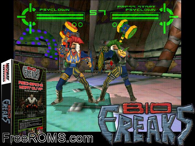 BioFreaks (prototype) MAME game showing 3D box cover and gameplay screenshot