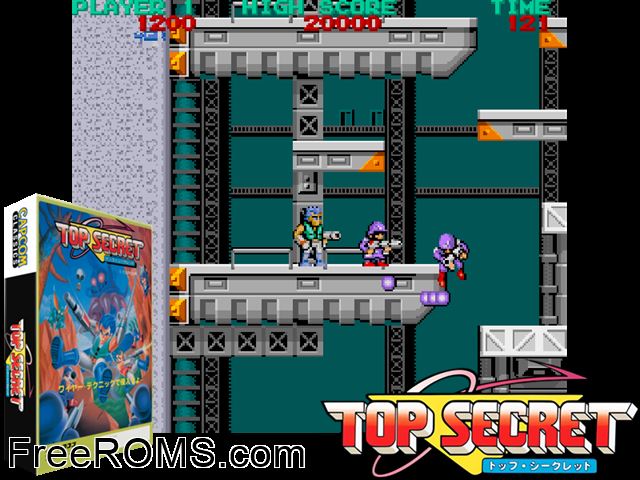 Bionic Commando (US set 1) MAME game showing 3D box cover and gameplay screenshot