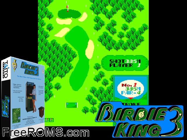 Birdie King 3 MAME game showing 3D box cover and gameplay screenshot