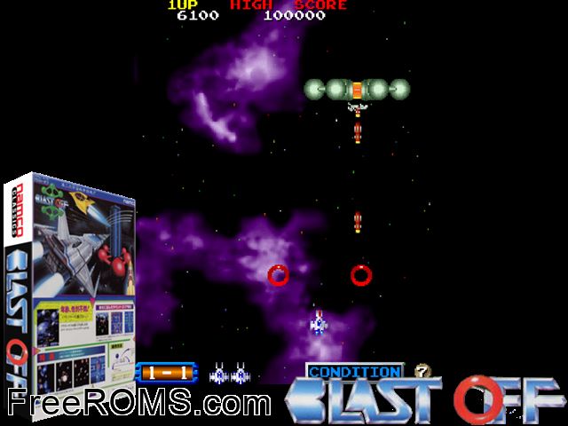 Blast Off (Japan) MAME game showing 3D box cover and gameplay screenshot