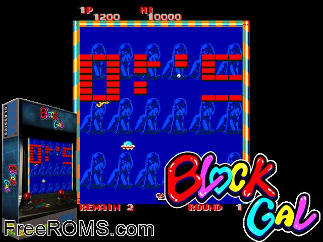Block Gal (bootleg) MAME game showing 3D box cover and gameplay screenshot