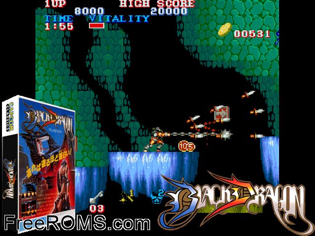Black Dragon MAME game showing 3D box cover and gameplay screenshot