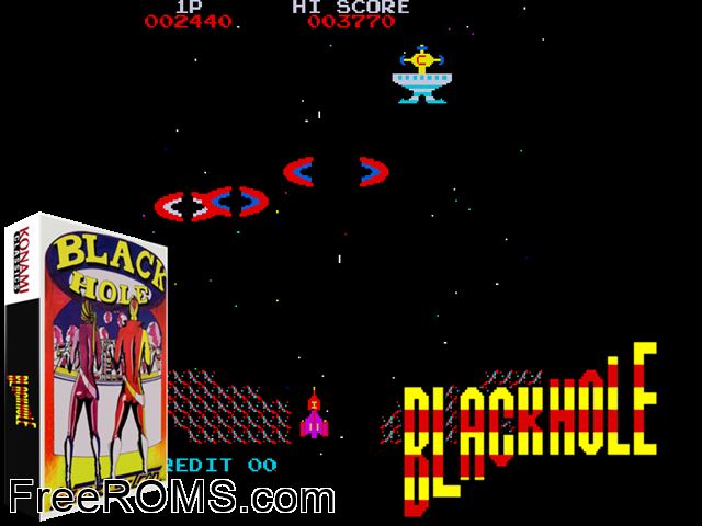 Black Hole MAME game showing 3D box cover and gameplay screenshot