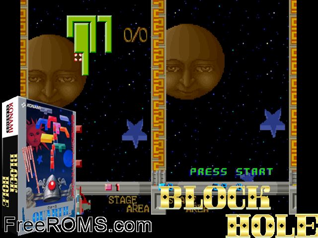 Block Hole MAME game showing 3D box cover and gameplay screenshot
