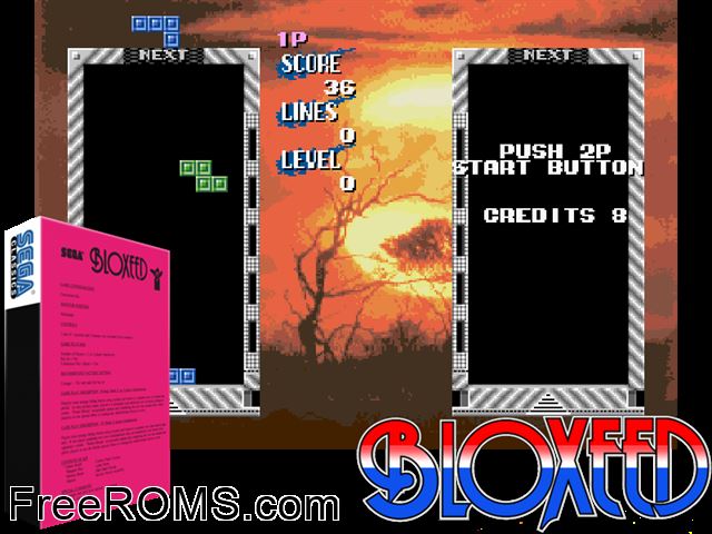 Bloxeed (Japan, FD1094 317-0139) MAME game showing 3D box cover and gameplay screenshot