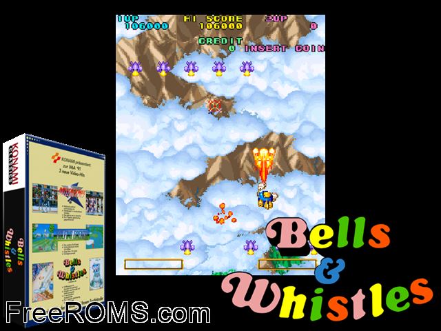 Bells and Whistles (Version L) MAME game showing 3D box cover and gameplay screenshot