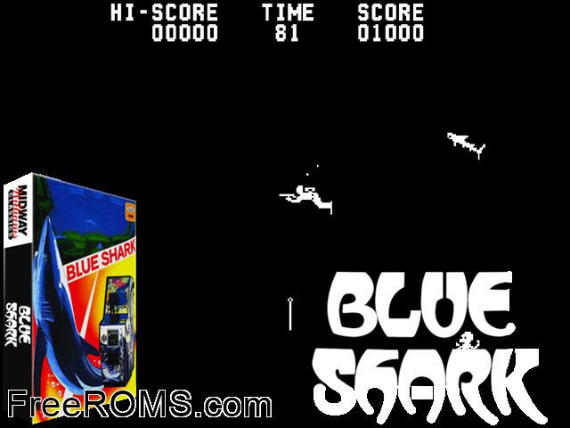 Blue Shark MAME game showing 3D box cover and gameplay screenshot