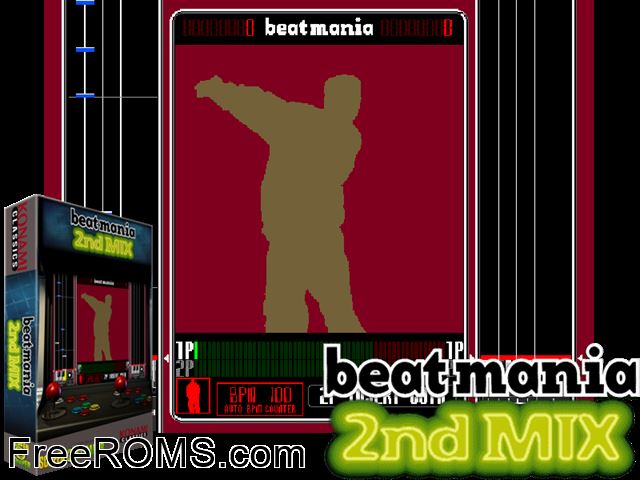 beatmania 2nd MIX (ver JA-B) MAME game showing 3D box cover and gameplay screenshot