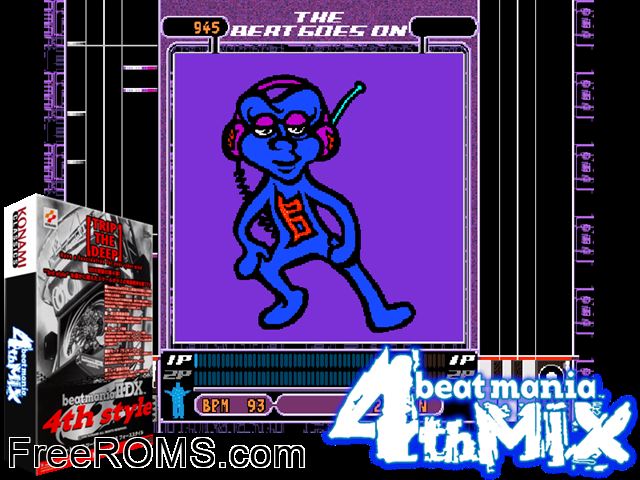 beatmania 4th MIX (ver JA-A) MAME game showing 3D box cover and gameplay screenshot