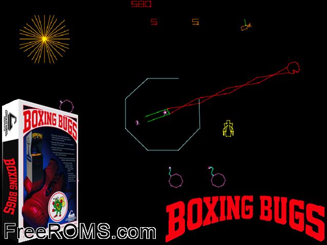 Boxing Bugs MAME game showing 3D box cover and gameplay screenshot