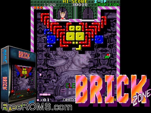 Brick Zone (v4.0) MAME game showing 3D box cover and gameplay screenshot