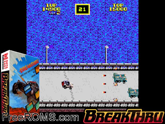Break Thru (US) MAME game showing 3D box cover and gameplay screenshot
