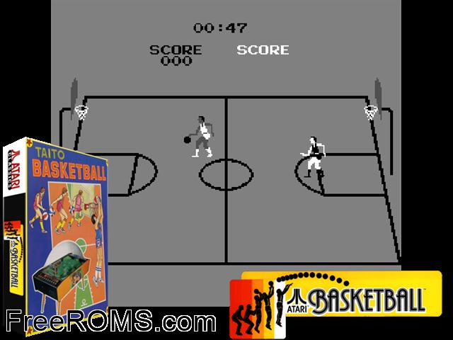 Basketball MAME game showing 3D box cover and gameplay screenshot