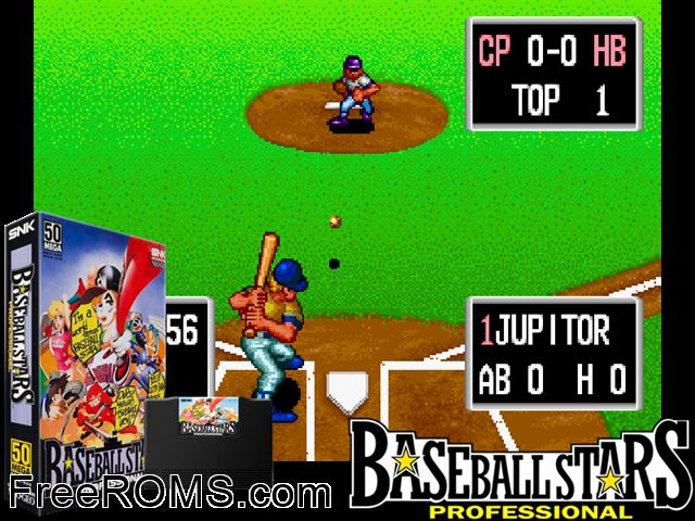 Baseball Stars Professional MAME game showing 3D box cover and gameplay screenshot