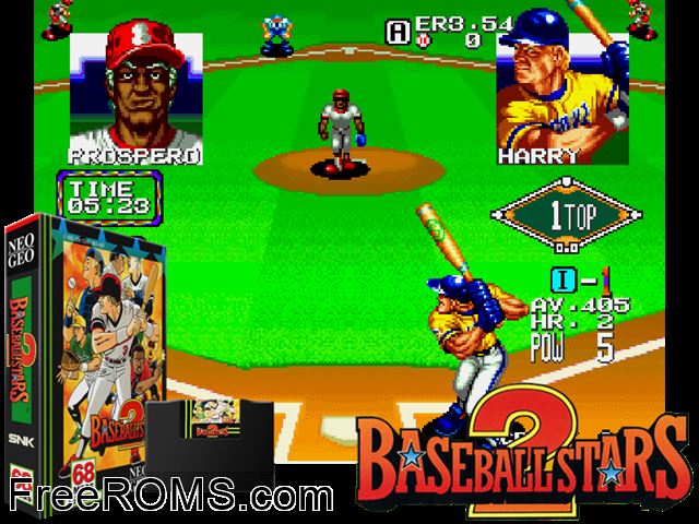Baseball Stars 2 MAME game showing 3D box cover and gameplay screenshot