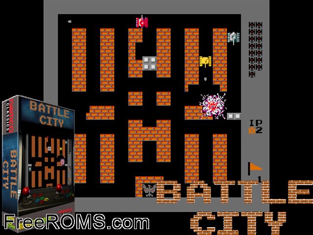 Vs. Battle City MAME game showing 3D box cover and gameplay screenshot