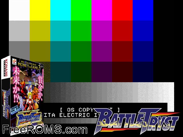 Battle Tryst (ver JAC) MAME game showing 3D box cover and gameplay screenshot