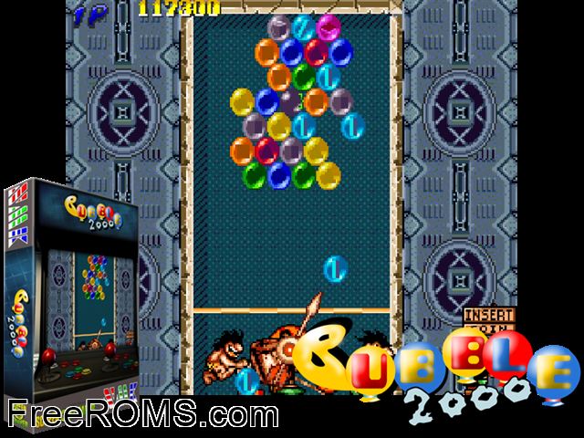 Bubble 2000 MAME game showing 3D box cover and gameplay screenshot