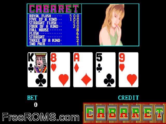 Cabaret MAME game showing 3D box cover and gameplay screenshot