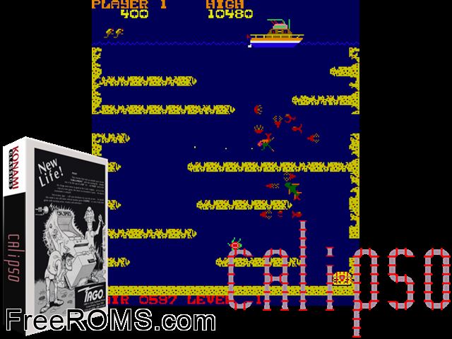 Calipso MAME game showing 3D box cover and gameplay screenshot