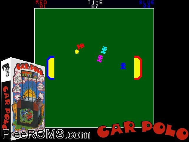 Car Polo MAME game showing 3D box cover and gameplay screenshot