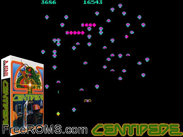 Caterpillar MAME game showing 3D box cover and gameplay screenshot