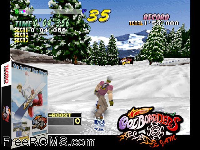 Cool Boarders Arcade Jam MAME game showing 3D box cover and gameplay screenshot