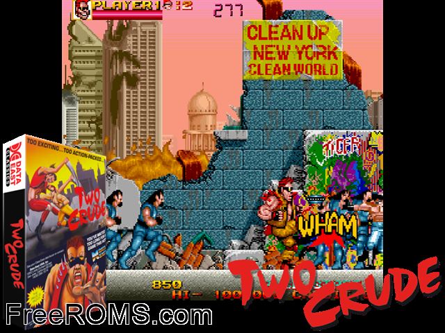 Crude Buster (Japan) MAME game showing 3D box cover and gameplay screenshot