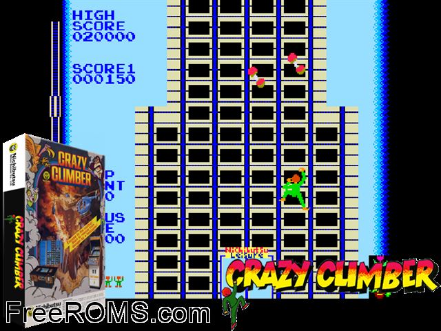 Crazy Climber (bootleg set 2) MAME game showing 3D box cover and gameplay screenshot