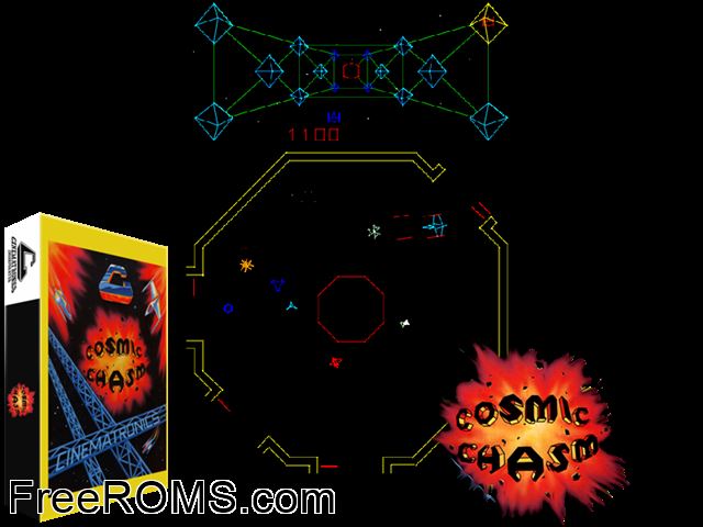 Cosmic Chasm (set 1) MAME game showing 3D box cover and gameplay screenshot