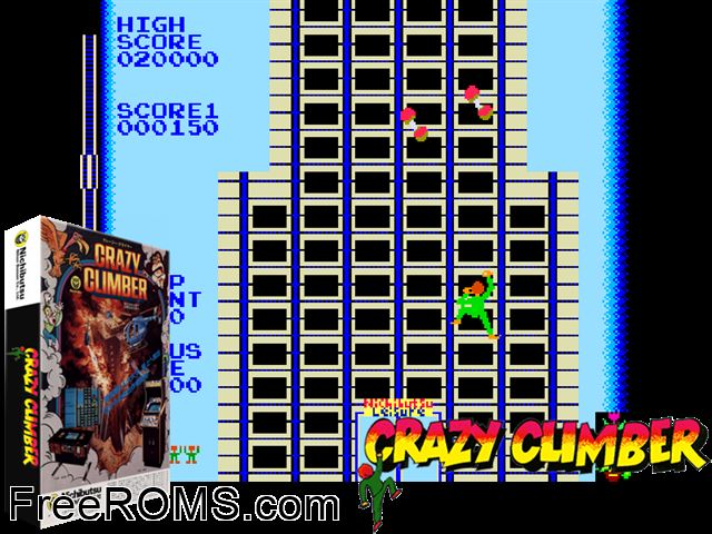 Crazy Climber (Japan) MAME game showing 3D box cover and gameplay screenshot