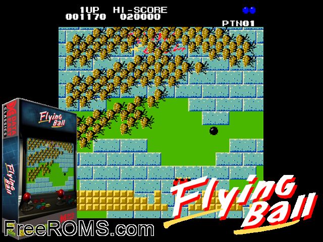 Flying Ball (Cassette) MAME game showing 3D box cover and gameplay screenshot