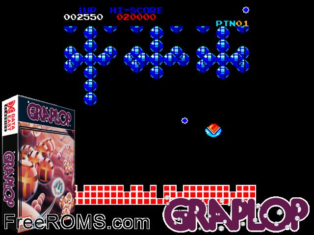 Graplop (aka Cluster Buster) (Cassette, set 2) MAME game showing 3D box cover and gameplay screenshot