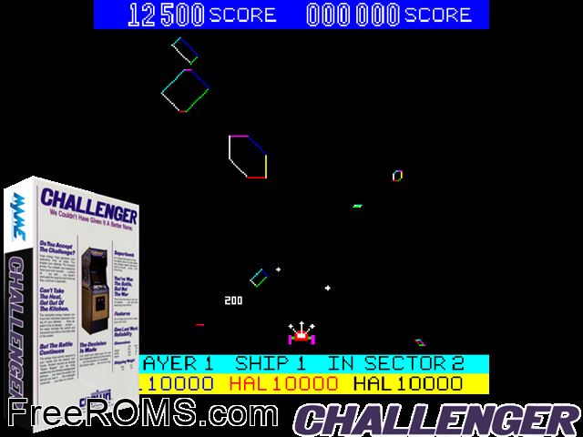 Challenger MAME game showing 3D box cover and gameplay screenshot