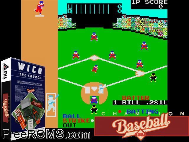 Champion Baseball (Japan set 1) MAME game showing 3D box cover and gameplay screenshot