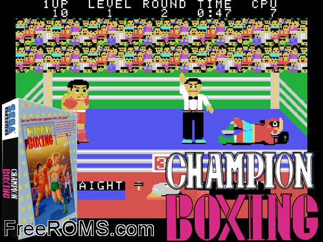Champion Boxing MAME game showing 3D box cover and gameplay screenshot